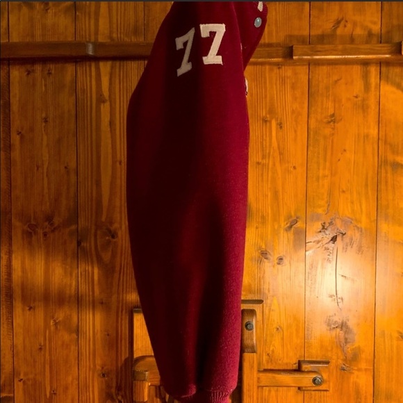 GWHS MAROONS VARSITY JACKET WITH LETTER,  1977 , SIZE 36 (SMALL UNISEX) - Picture 4 of 6